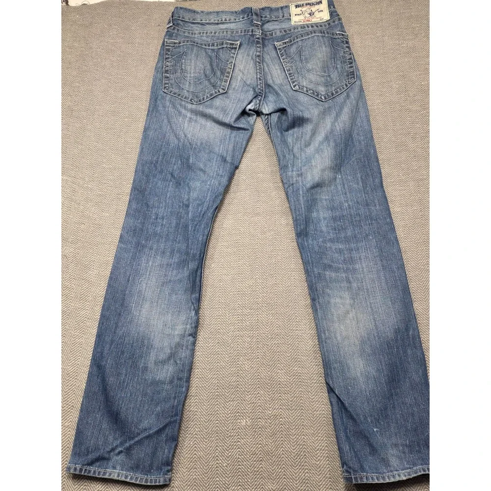 True Religion Skinny Jeans Mens 33 Blue Medium Wash Horseshoe Stitch Cotton‎